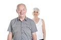 Senior couple posing on studio white background Royalty Free Stock Photo