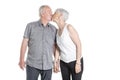 Senior couple posing on studio white background Royalty Free Stock Photo