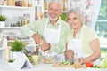 Senior couple preparing dinner Royalty Free Stock Photo