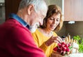 Senior couple preparing food in the kitchen. Royalty Free Stock Photo