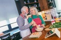 Senior couple preparing food in the kitchen Royalty Free Stock Photo