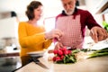 Senior couple preparing food in the kitchen. Royalty Free Stock Photo