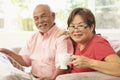 Senior Couple Reading Newspaper At Home Royalty Free Stock Photo