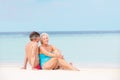 Senior Couple Relaxing On Beautiful Beach Together Royalty Free Stock Photo