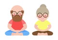 Senior Couple Relaxing in yoga pose, Elderly woman and elderly man do yoga fitness sports or exercise. Healthy lifestyle of old