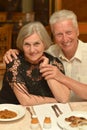 Senior couple at restaurant Royalty Free Stock Photo