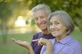 Senior couple resting outdoors Royalty Free Stock Photo