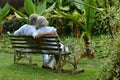 Senior couple resting outdoors Royalty Free Stock Photo
