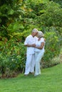 Senior couple resting outdoors Royalty Free Stock Photo