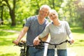 Senior Couple Riding Bikes Royalty Free Stock Photo