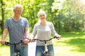 Senior Couple Riding Bikes Royalty Free Stock Photo