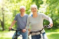 Senior Couple Riding Bikes Royalty Free Stock Photo