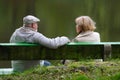 Senior couple sitting on a bench Royalty Free Stock Photo