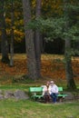 Senior couple sitting on a bench Royalty Free Stock Photo