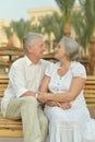 Senior couple sitting o Royalty Free Stock Photo