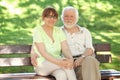 Senior couple sitting on a park bench Royalty Free Stock Photo
