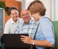 Senior couple with social worker Royalty Free Stock Photo