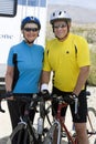 Senior Couple Standing With Their Bicycles Royalty Free Stock Photo