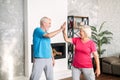 Senior couple doing sports at home Royalty Free Stock Photo