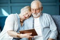 Senior couple with tablet at home Royalty Free Stock Photo