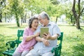 Senior couple taking a selfie photo with smart phone Royalty Free Stock Photo