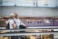 Senior couple traveling airport scene Royalty Free Stock Photo