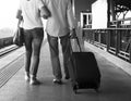 Senior couple traveling train station Concept Royalty Free Stock Photo