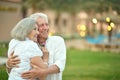 Senior couple at tropic garden Royalty Free Stock Photo