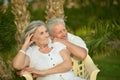 Senior couple at tropic garden Royalty Free Stock Photo