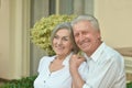 Senior couple at tropic garden Royalty Free Stock Photo