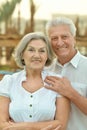 Senior couple at tropic garden Royalty Free Stock Photo