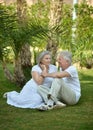 Senior couple at tropic garden Royalty Free Stock Photo