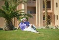 Senior couple at tropic garden Royalty Free Stock Photo