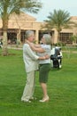 Senior couple at tropic hotel garden Royalty Free Stock Photo