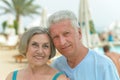 Senior couple at tropic hotel resort Royalty Free Stock Photo