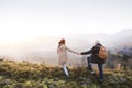 Senior couple on a walk in an autumn nature. Royalty Free Stock Photo