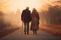 senior couple walk on way