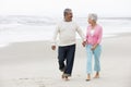 Senior Couple Walking Along Beach Together Royalty Free Stock Photo