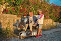 Senior couple walking along promenade Royalty Free Stock Photo