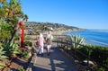 Senior couple walking in Heisler Park, Laguna Beach, CA.