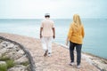 Senior couple walking together and exercising Royalty Free Stock Photo