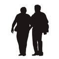 Senior couple walking together, silhouette Royalty Free Stock Photo