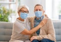 Senior couple wearing facemasks Royalty Free Stock Photo