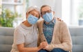 Senior couple wearing facemasks Royalty Free Stock Photo