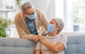 Senior couple wearing facemasks Royalty Free Stock Photo