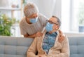 Senior couple wearing facemasks Royalty Free Stock Photo