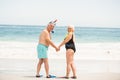 Senior couple wearing flippers Royalty Free Stock Photo