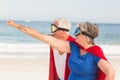 Senior couple wearing superman costume Royalty Free Stock Photo