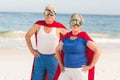 Senior couple wearing superman costume Royalty Free Stock Photo