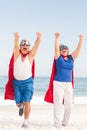 Senior couple wearing superman costume Royalty Free Stock Photo